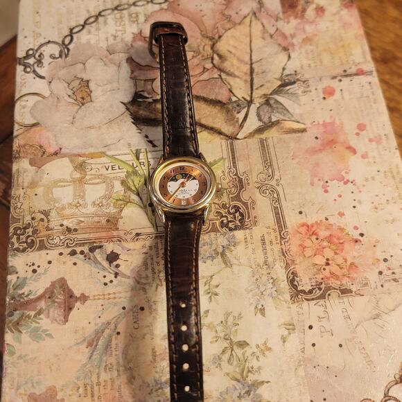 Vintage Watches Moonphase Pless Quartz Japan Gold Case 90s Nelsonic Model - Picture 2 of 10